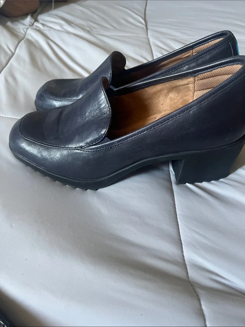 Comfortiva Navy Leather Slip-On Loafers